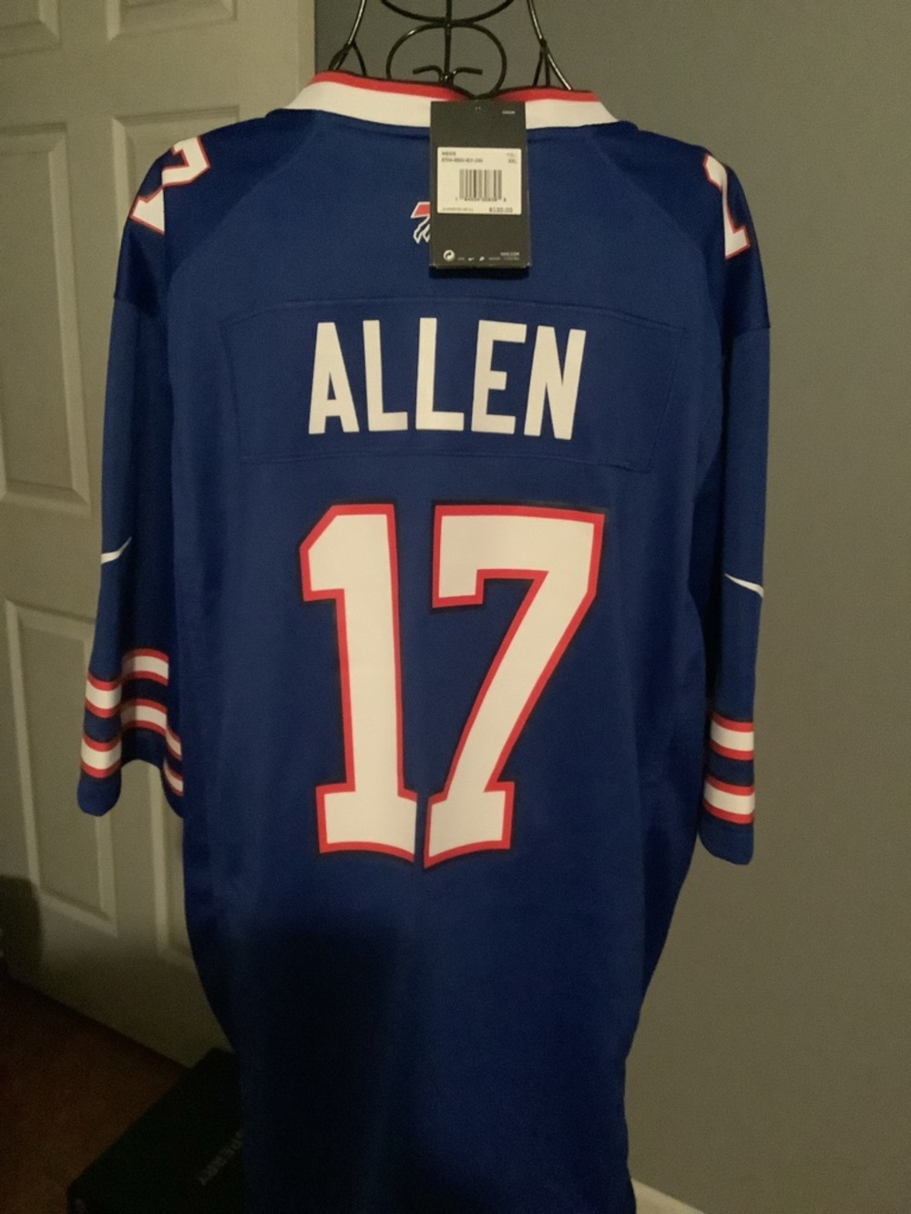Nike Blue Football Jersey with White and Red Accents